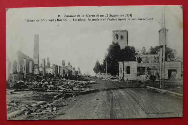 Ansichtskarte AK Bataille de la Marne 1913 Village de Maurupt, bombardement WKI Frankreich France 51 Marne